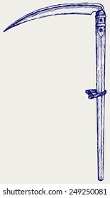 Old scythe. Doodle style