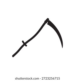 Diseño de ilustración plana de Vector de guadaña vieja sobre fondo blanco
