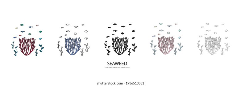 icono antiguo de tipo vectorial de algas marinas
