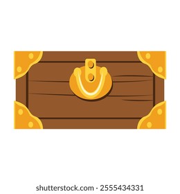 Old secret wooden box vector illustration, isolated on white background