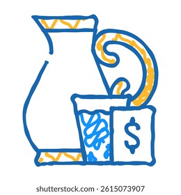 old self-service system doodle icon sketch vector. old self-service system sign. isolated symbol illustration