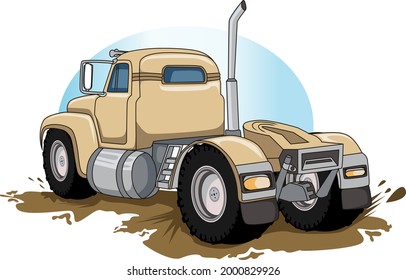 old semi big truck vector