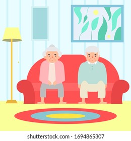 old senior couple stay from home during covid-19 virus pandemic