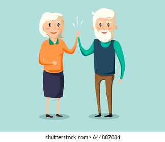 Old senior man and woman walking together arm in arm or handsnake