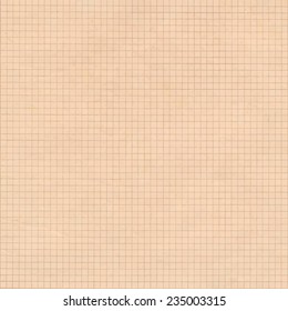 Old sepia graph paper square grid background.