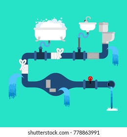 Old sewerage. Broken water supply. Water leak.
