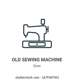 Old sewing machine outline vector icon. Thin line black old sewing machine icon, flat vector simple element illustration from editable sew concept isolated stroke on white background