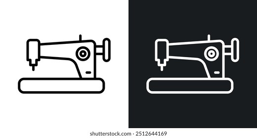 Old sewing machine outlined icon vector collection.