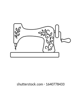 Old sewing machine vector icon line style