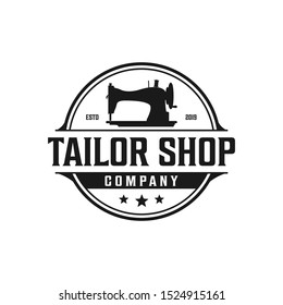 Old Sewing Machine For Vintage Tailor Shop, Tailor Logo Design