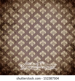 Old shabby brown seamless wallpaper