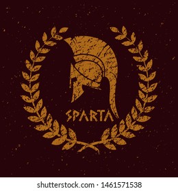 old shabby symbol of  Spartan warrior in grunge style