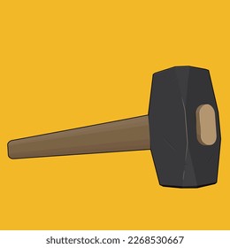 an old shabby working hammer with a wooden handle. flat image.