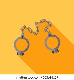 Old shackles. Closed. Vector flat design.