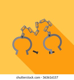 Old Shackles. Open. Vector Flat Design.