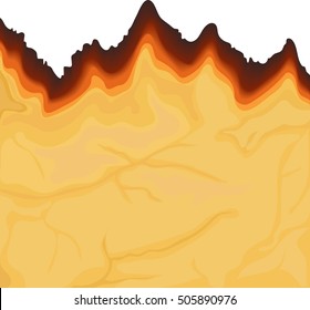 The old sheet of paper with the burned edge