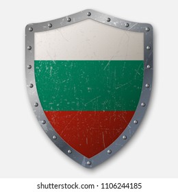 Old Shield with Flag of Bulgaria. vector illustration