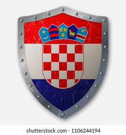 Old Shield with Flag of Croatia. vector illustration