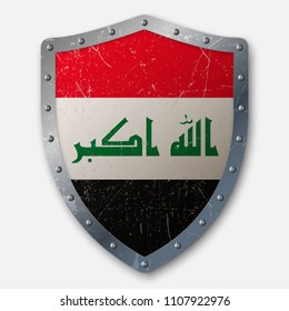 Old Shield with Flag of Iraq. vector illustration