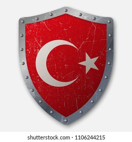 Old Shield with Flag of Turkey