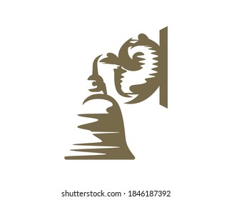 Old Ship Bell with Silhouette Style Vector