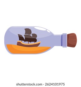 Old ship in a bottle sailing to new adventures on the sea of dreams