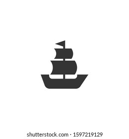 Old ship icon on a white background