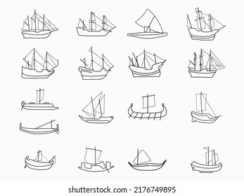 Old Ship Line Art Icon .trade Exploration Ship Vessel Icon Logo 