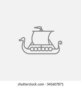 Old ship line icon for web, mobile and infographics. Vector dark grey icon isolated on light grey background.