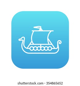 Old ship line icon for web, mobile and infographics. Vector white icon on the blue gradient square with rounded corners isolated on white background.