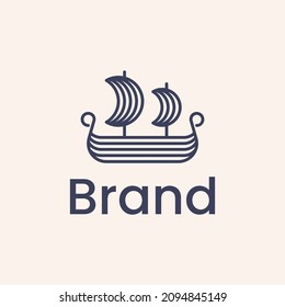 old ship logo, fishing boat icon line art brand
