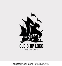 Old Ship Logo Silhouette Vector Eps 10
