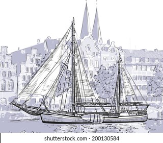 Old ship in Lubeck, Germany 