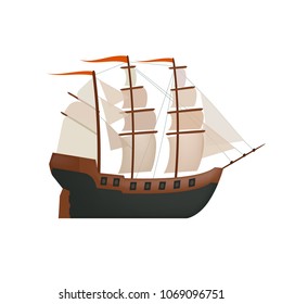 Old ship. Sea voyage on a yacht