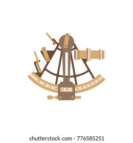 Old ship sextant. Vector illustration in a flat style.