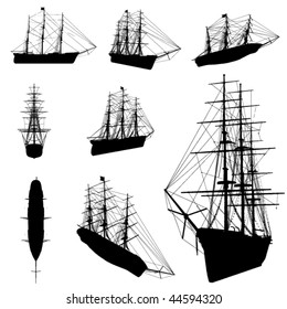 Old Ship Silhouette Set