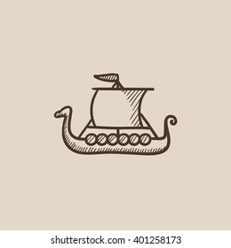 Old ship sketch icon.