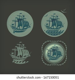 Old ship. Vector format