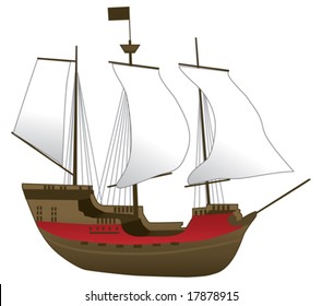 Old Ship Vector Illustration