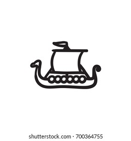 Old ship vector sketch icon isolated on background. Hand drawn Old ship icon. Old ship sketch icon for infographic, website or app.