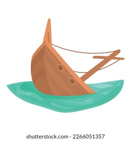 Old shipwreck icon cartoon vector. Pirate ship. Wreck boat