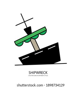 old shipwreck vector type icon