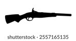 Old short rifle vector silhouette illustration isolated on white background. Rustic vintage gun symbol. Ancient hand gun silhouette. Historical weapon, retro military arms. World War One weapon