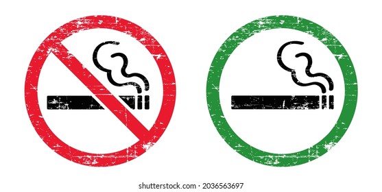 Cartel antiguo. Prohibido fumar pictograma. Para, no fumes tabaco ni cigarrillos. Logo de la firma fumadora. Símbolo de pantalla plana. Área designada.