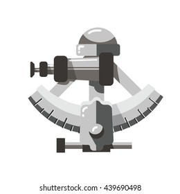 Old silver sextant, old fashion Sailing Instrument vector illustration.