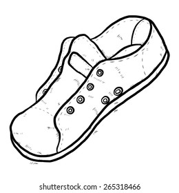 old single sneaker / cartoon vector and illustration, black and white, hand drawn, sketch style, isolated on white background.