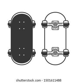 Old Skateboards Set on White Background. Vector