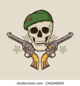 Old skull with guns