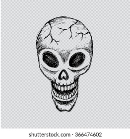  OLD SKULL. Hand drawing illustration.