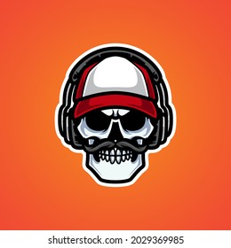 OLD SKULL STREAMERS HEAD LOGO